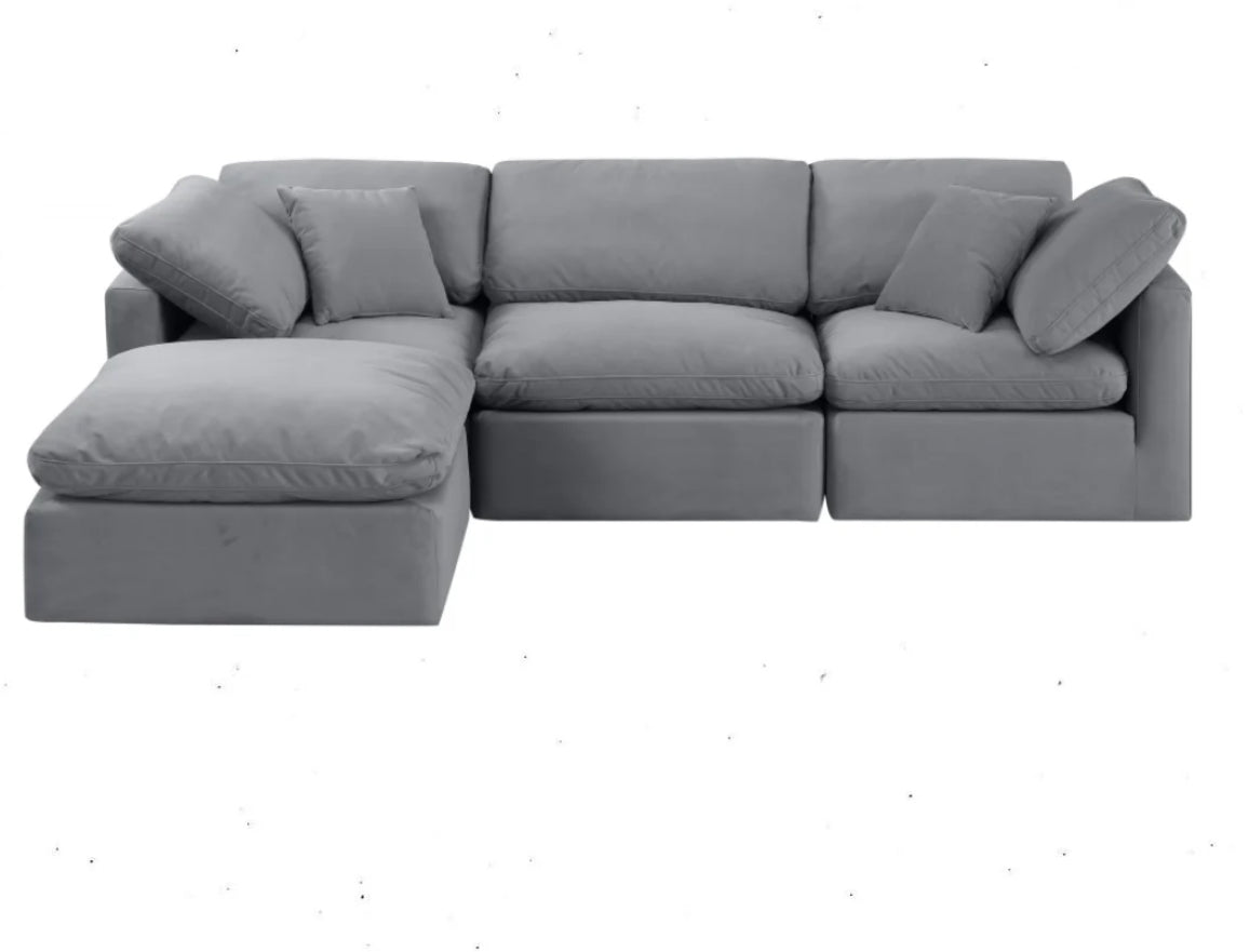 Cloud cozy 4 piece Comfort Modular Sectional Gray
