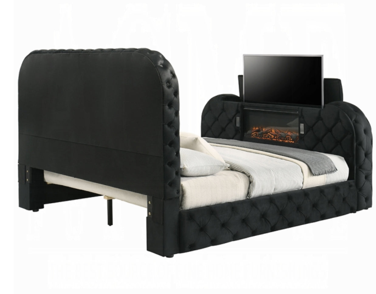 Kana Queen / King Bed w/LED, Fireplace & TV Stand