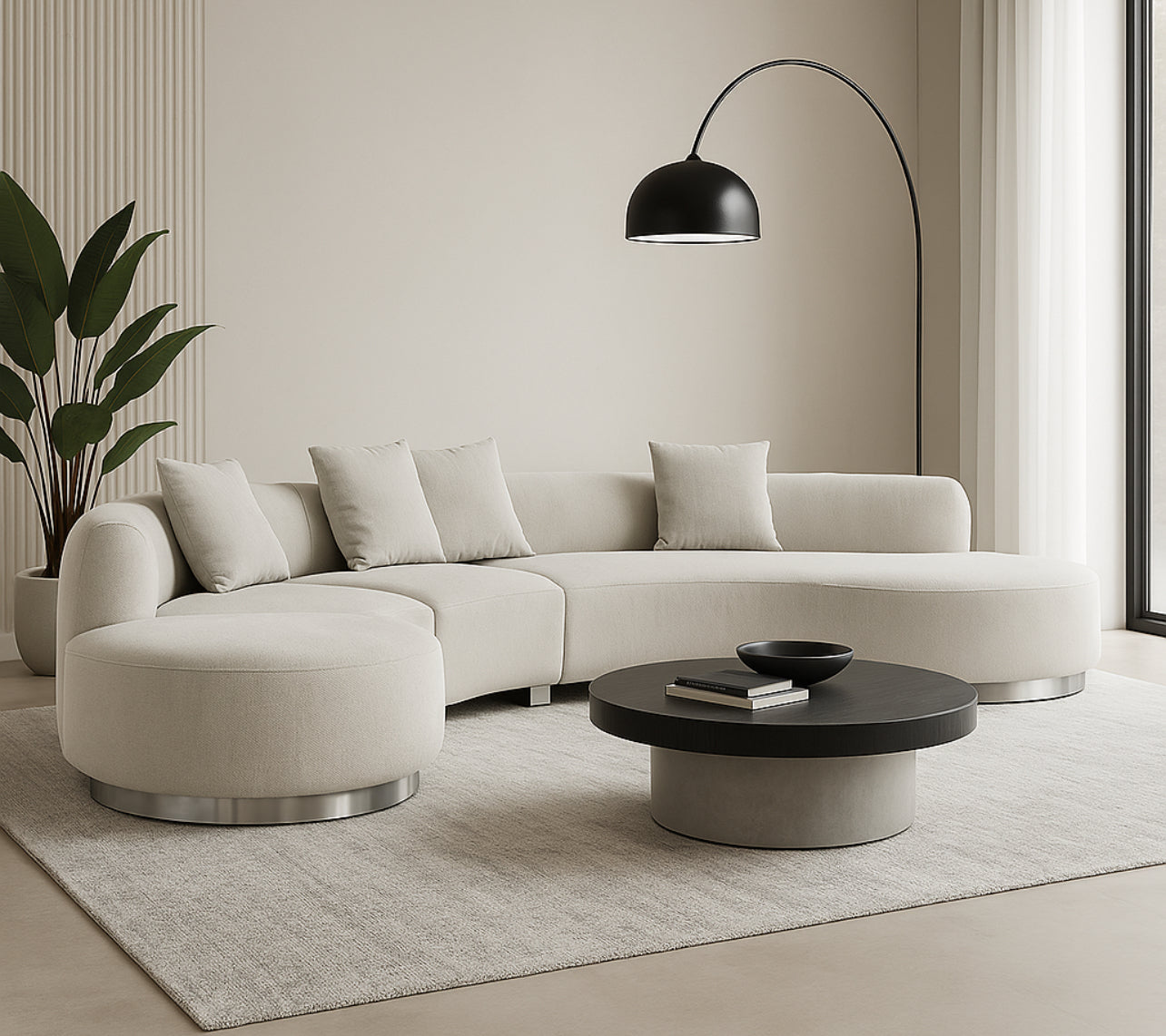 Brickell Contemporary Sofa Cream