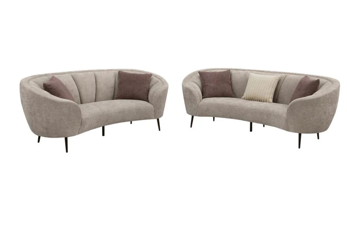Ellorie Upholstered Curved Sofa Set Beige