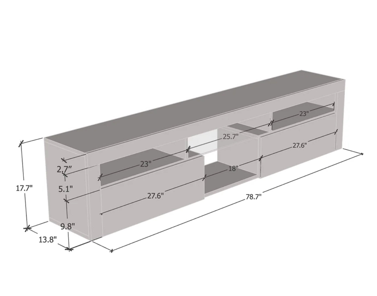 TV228 Floating TV Stand with LED Black/White /Gray