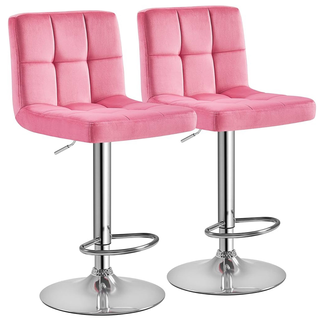 Velvet Pink Barstools Square Set Of 2