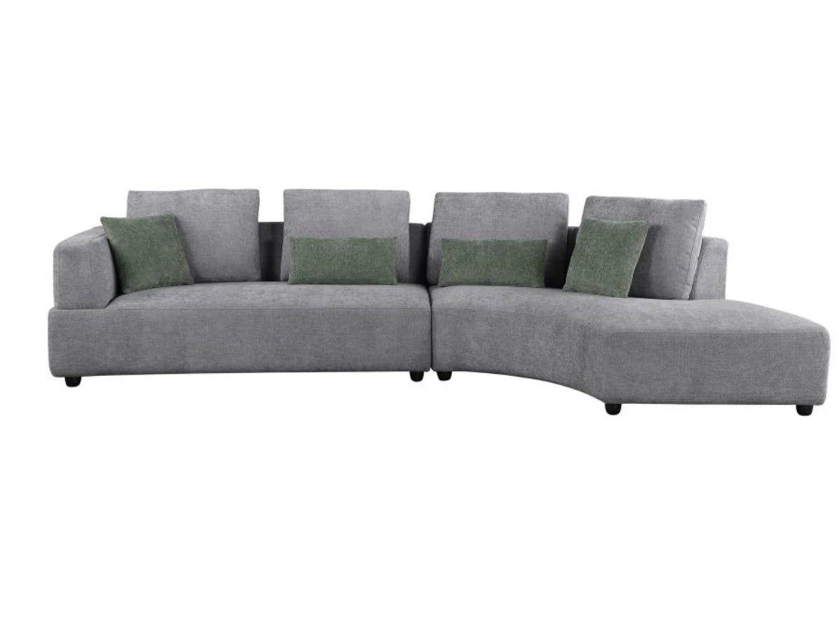 Toscano 134-inch Upholstered Sectional Sofa Grey