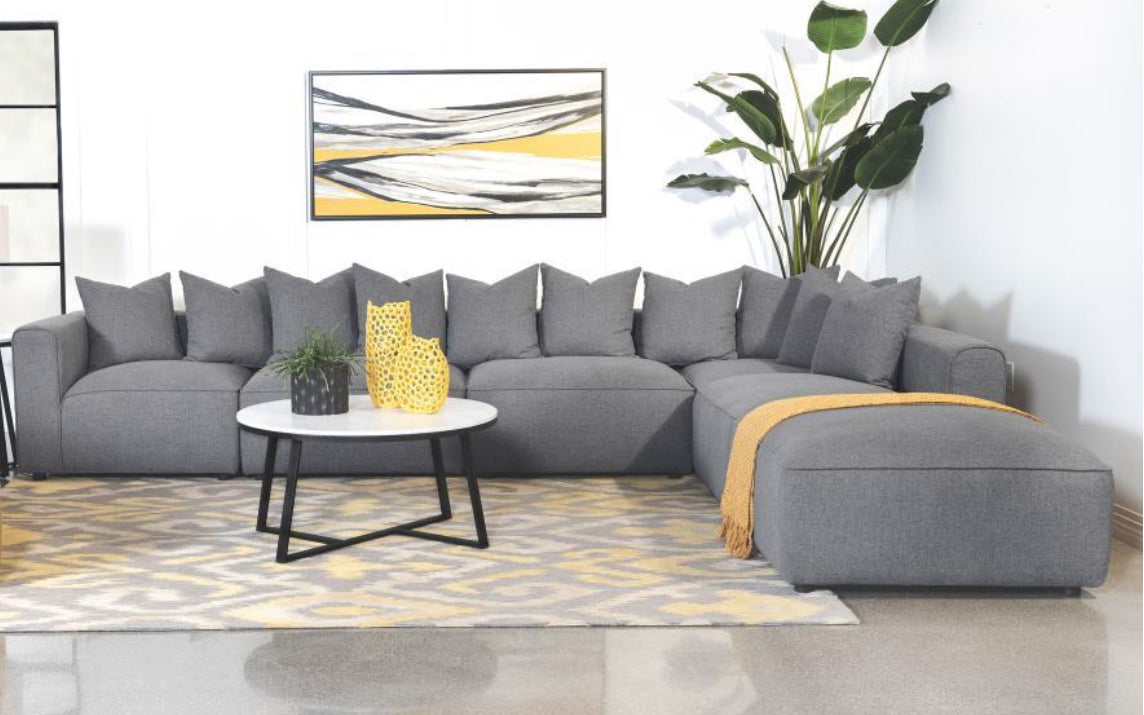 Jennifer 6-Piece Upholstered Modular Sectional Grey