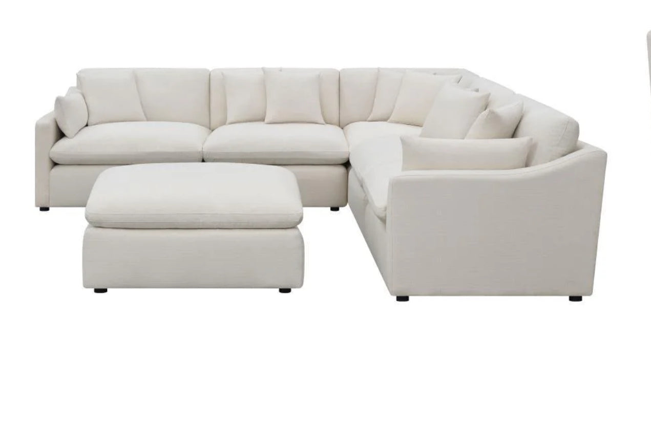 Hobson - 6 Piece Reversible Cushion Modular Sectional - White