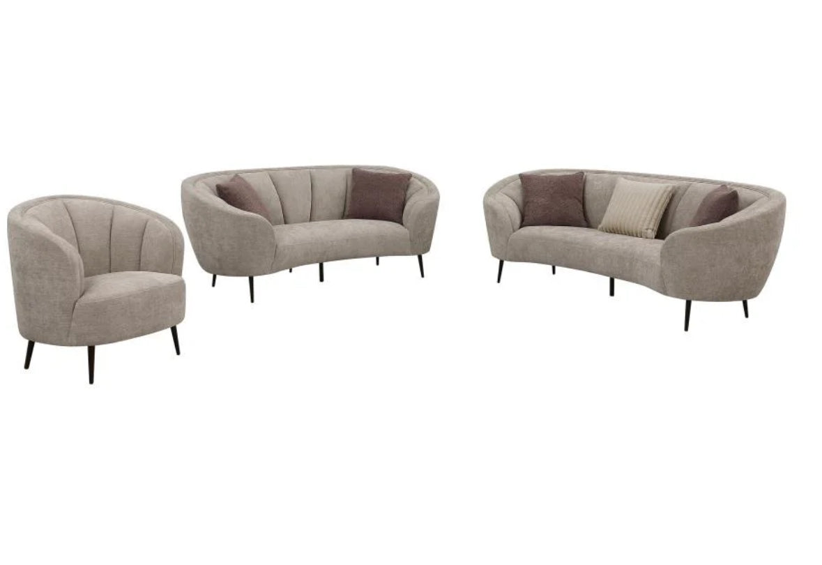 Ellorie Upholstered Curved Sofa Set Beige