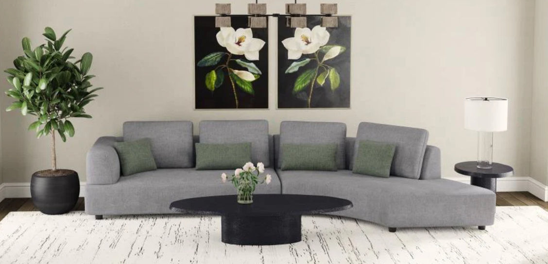 Toscano 134-inch Upholstered Sectional Sofa Grey