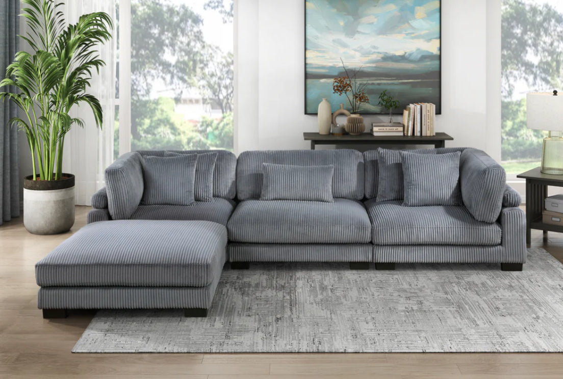 Raverse Corduroy 4-Piece Modular Sectional Gray
