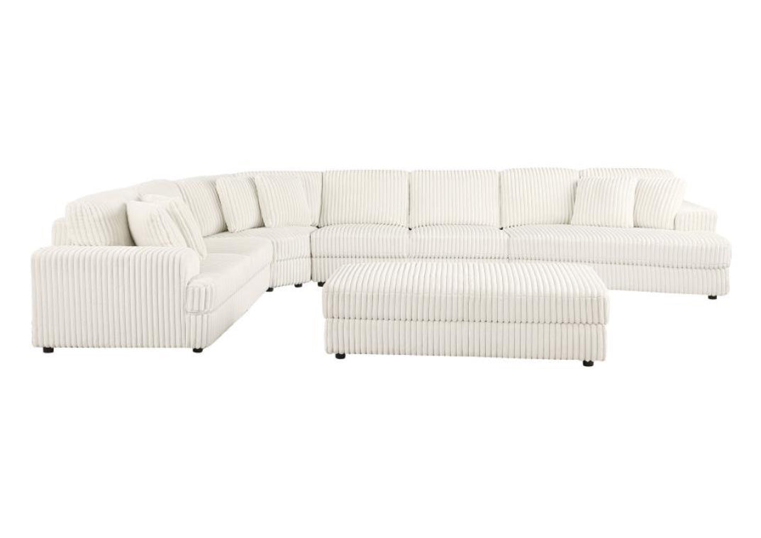 EMBERSON 5-PIECE UPHOLSTERED MODULAR SECTIONAL SOFA IVORY