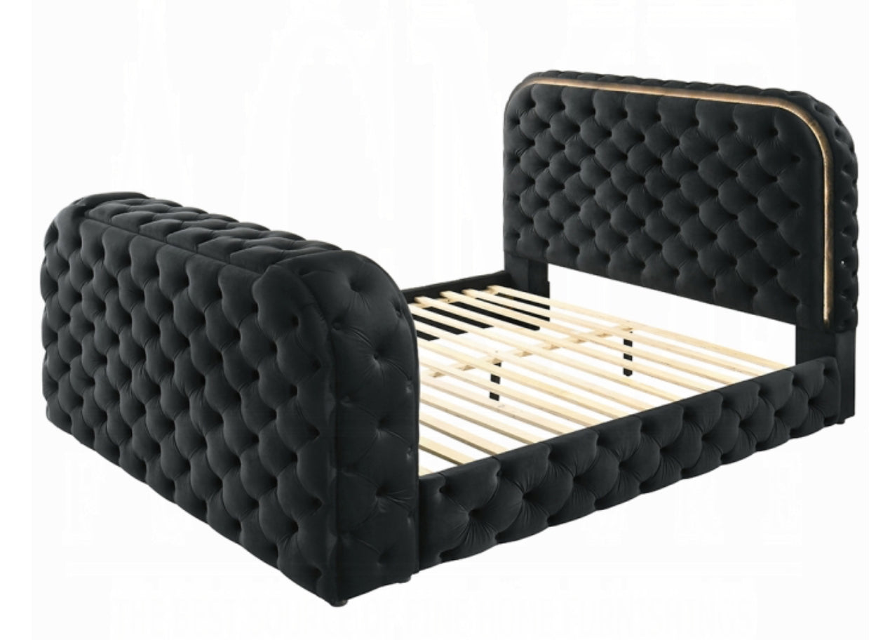 Kana Queen / King Bed w/LED, Fireplace & TV Stand