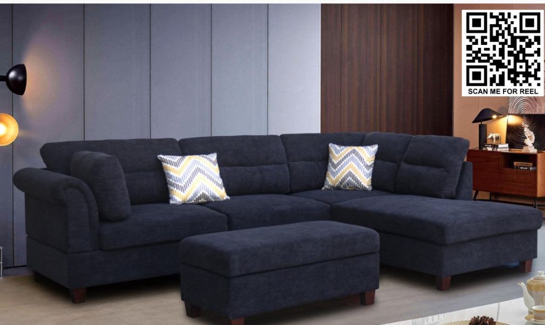 83001
Diego Black Fabric RFC Sofa with 2 Pillows