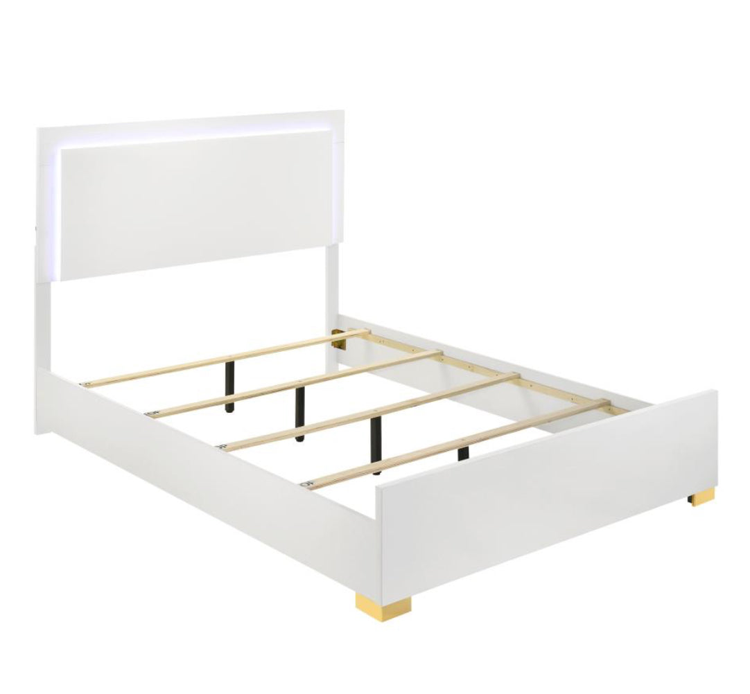 Marceline 4Pc Bedroom Set White/Gold With LED