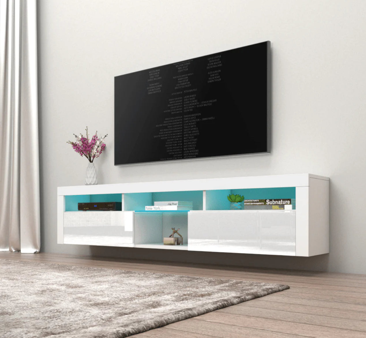 TV228 Floating TV Stand with LED Black/White /Gray