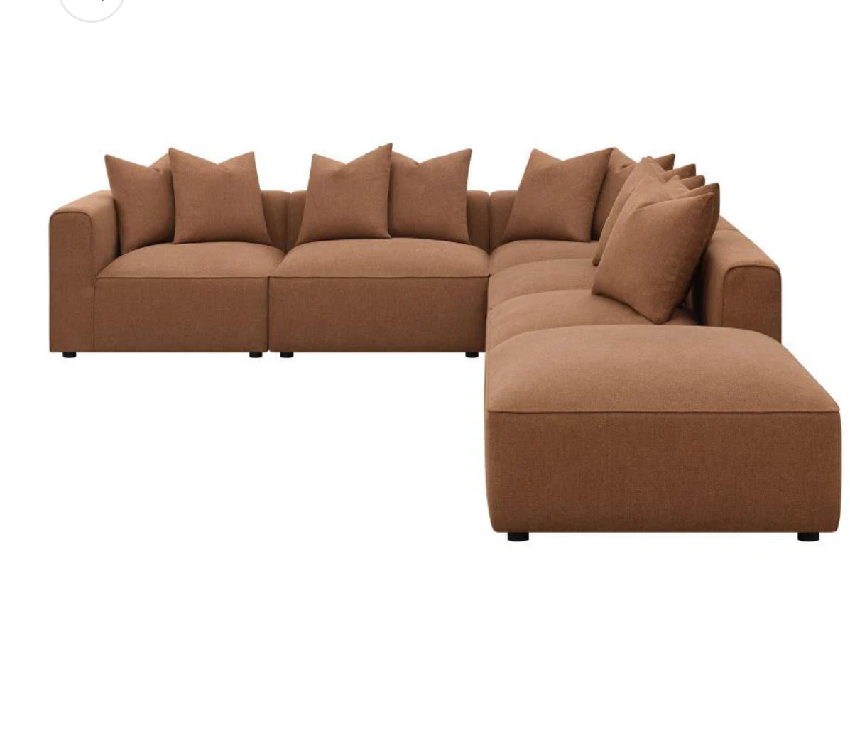 Jennifer 6-piece Upholstered Modular Sectional Terracotta