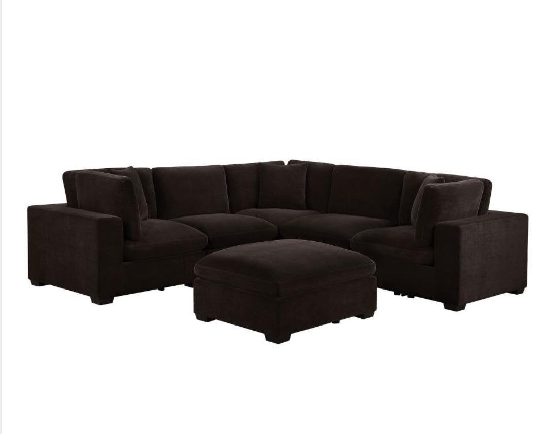 LAKEVIEW 6-PIECE UPHOLSTERED MODULAR SECTIONAL CHOCOLATE