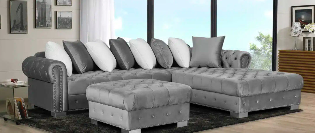 7500 GREY Sectional & Ottoman