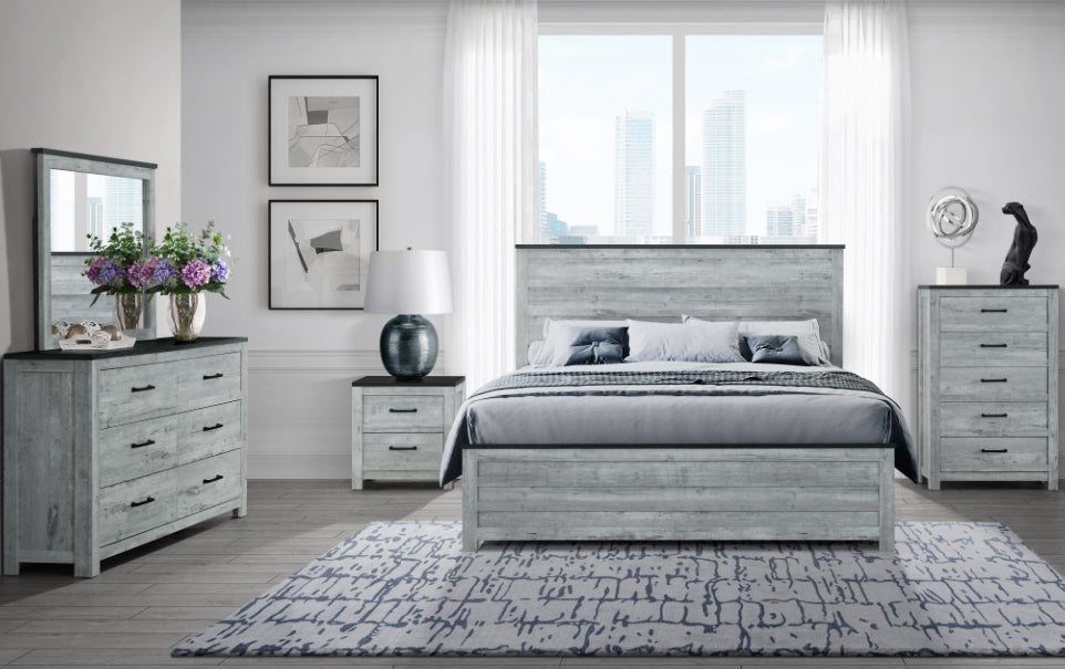 Ozark Gray Wash 4 PC Bedroom Set