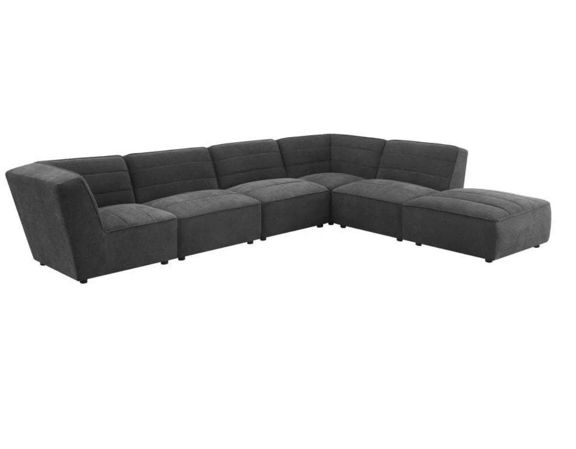 Sunny Upholstered 6-piece Modular Sectional Dark Charcoal