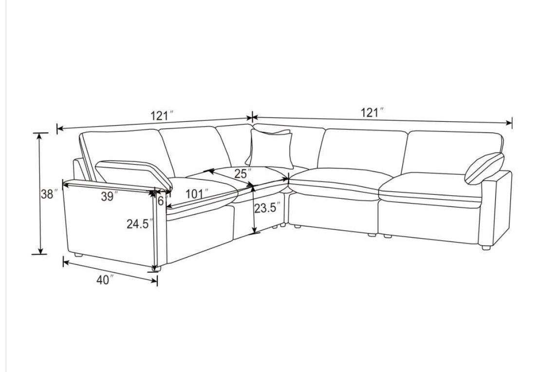 COLLINS 5-PIECE MODULAR POWER RECLINING SECTIONAL GREY