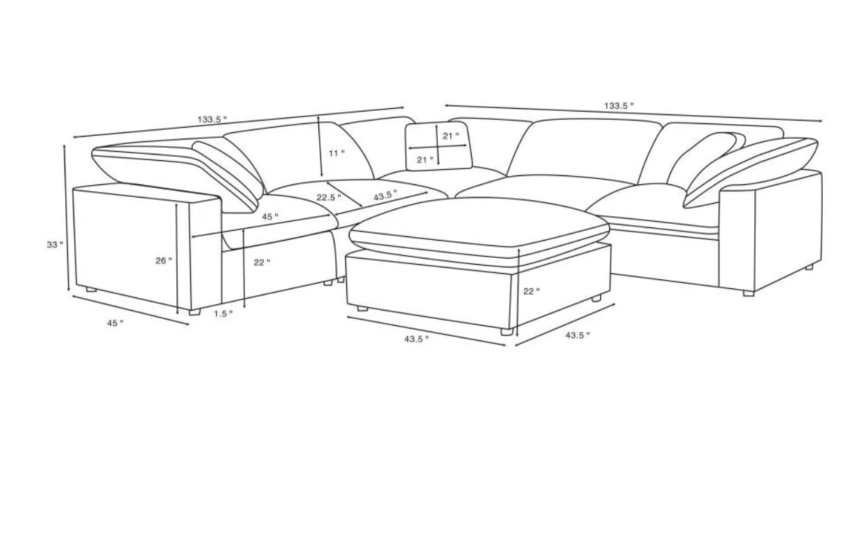 Raleigh 6-piece Boucle Upholstered Modular Sectional Grey