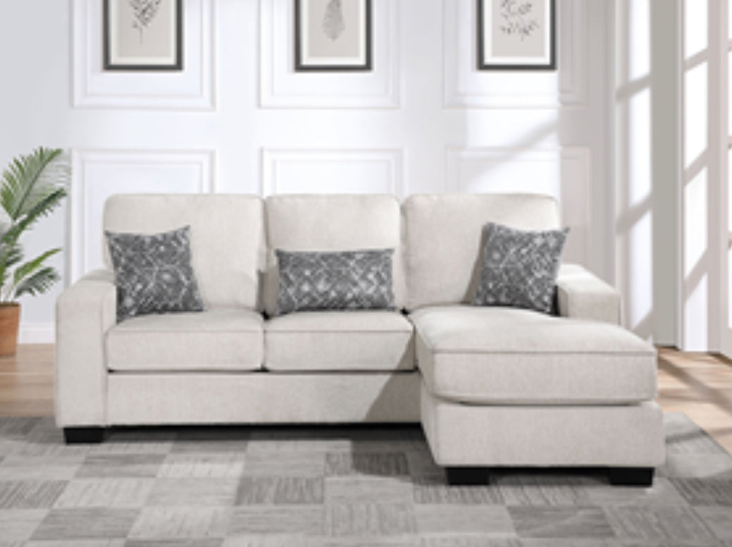 M8207
Beige Reversible Plushy Cushion Square Arm Sectional Sofa +