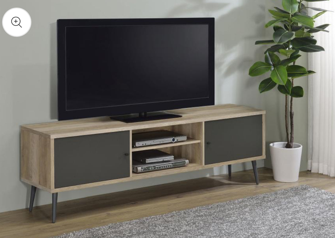 Allie 2-door Engineered Wood 71" TV Stand Distressed Pine