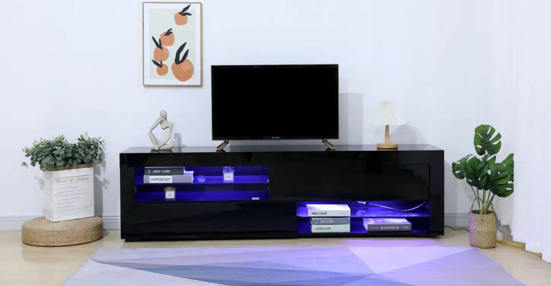 4805 Black TV Stand 71" With LED