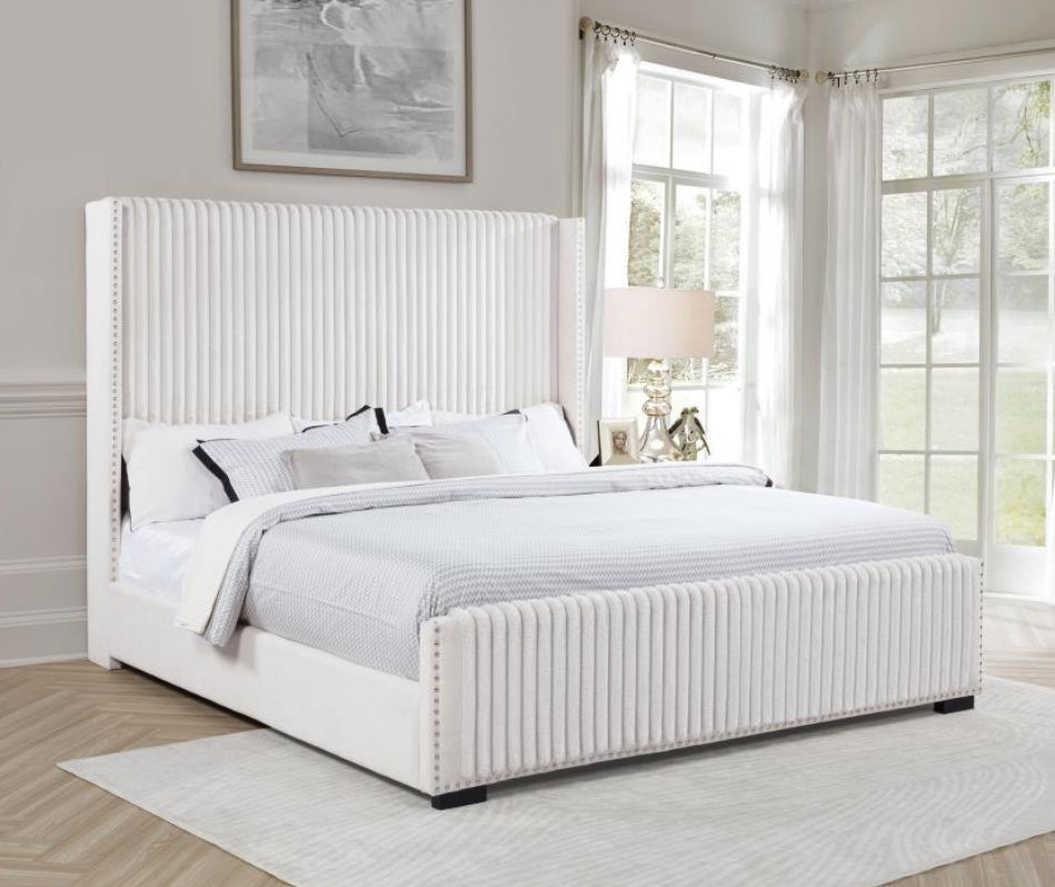 NATASHA 65-INCH UPHOLSTERED KING\ QUEEN BED CREAM