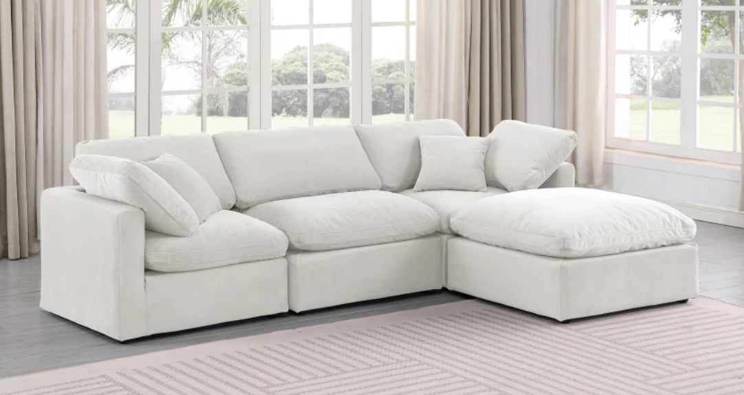 Cloud cozy 4 piece Comfort Modular Sectional Ivory