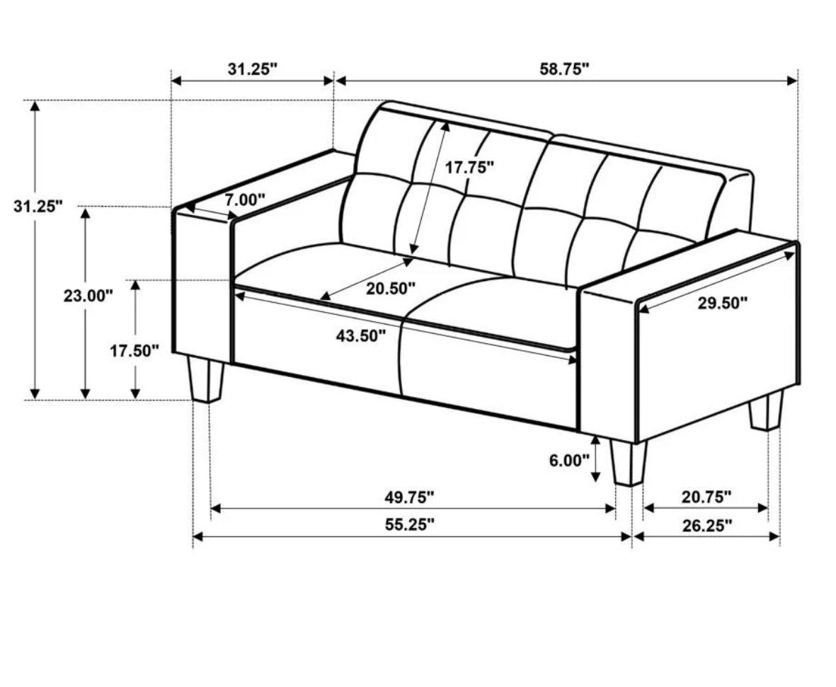 Deerhurst 2-piece Upholstered Track Arm Sofa Set Greige