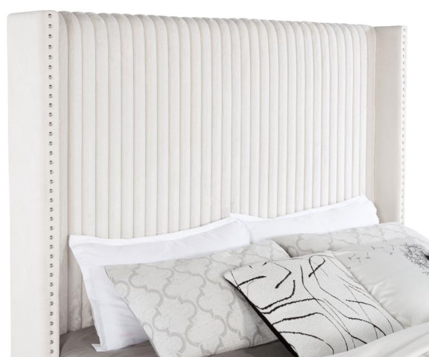 NATASHA 65-INCH UPHOLSTERED KING\ QUEEN BED CREAM