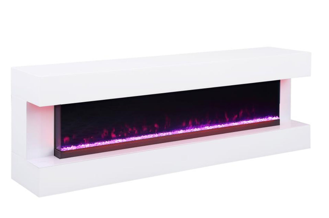 VALLERIE 71-INCH TV STAND WITH VISUAL FLAME BOX WHITE