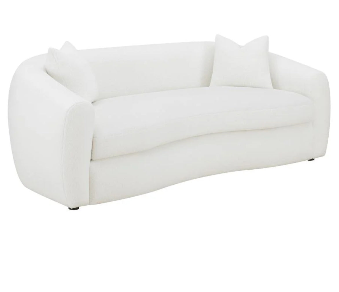 Isabella 2-piece Faux Sheepskin Upholstered Sofa Set Natural