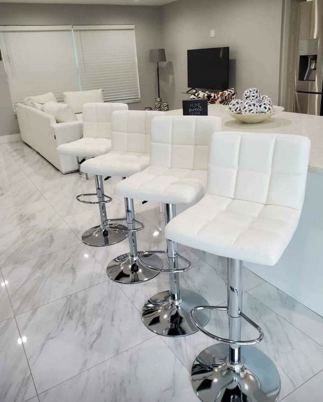 White Square Barstools 1736 Set Of 2