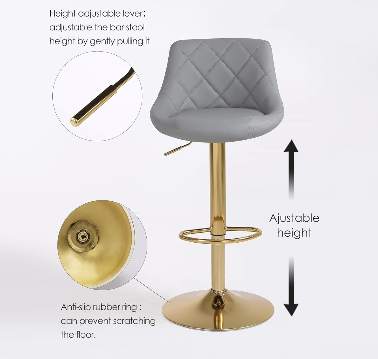 Gray & Gold Diamond Barstools Set of 2