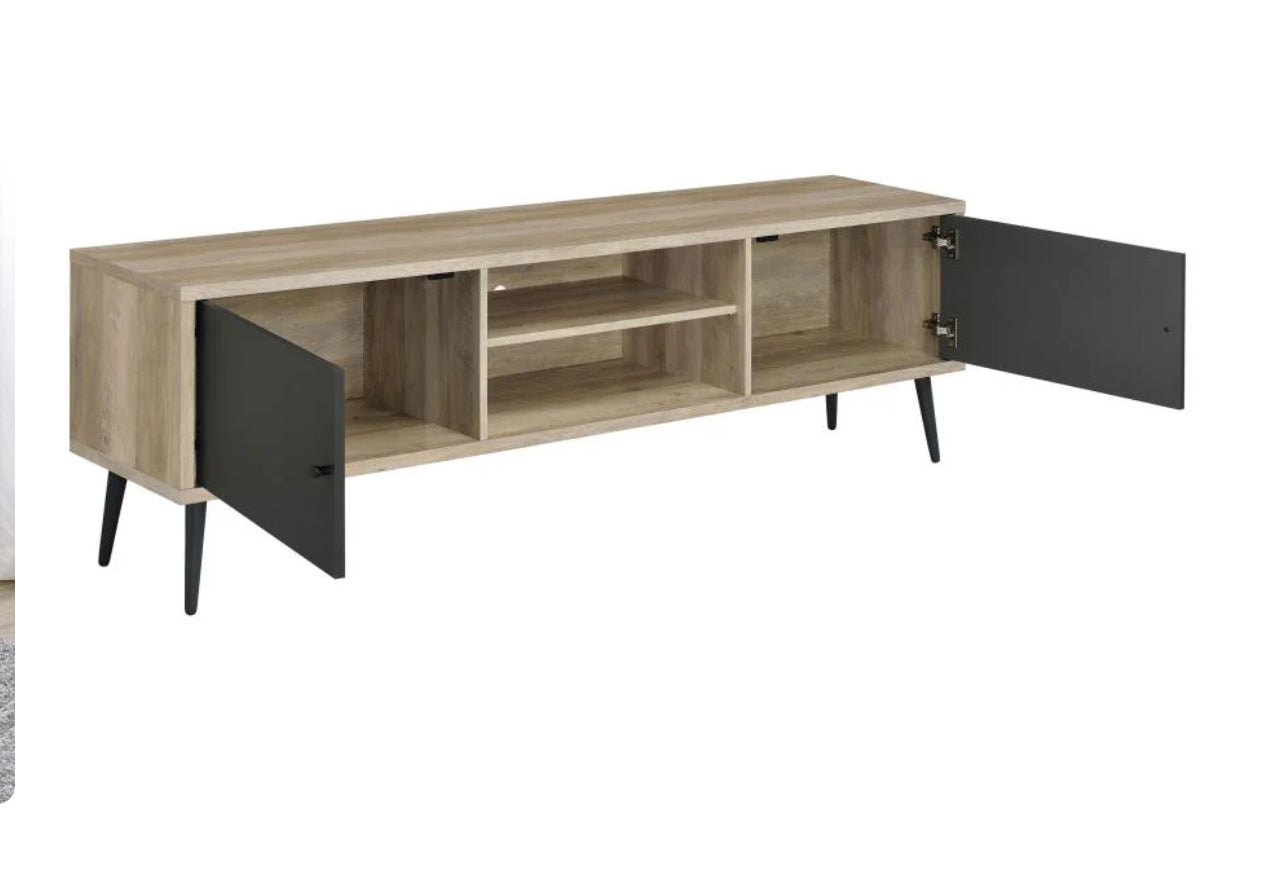 Allie 2-door Engineered Wood 71" TV Stand Distressed Pine