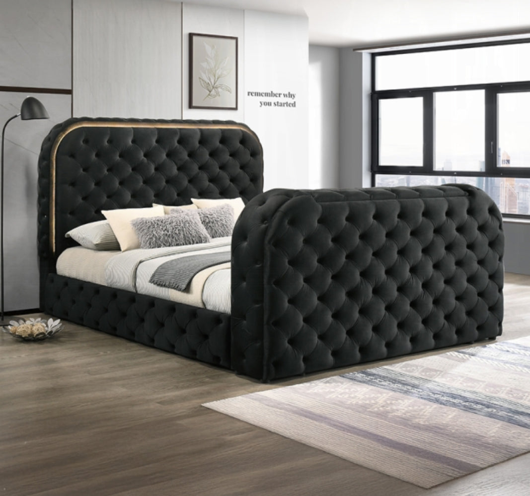 Kana Queen / King Bed w/LED, Fireplace & TV Stand