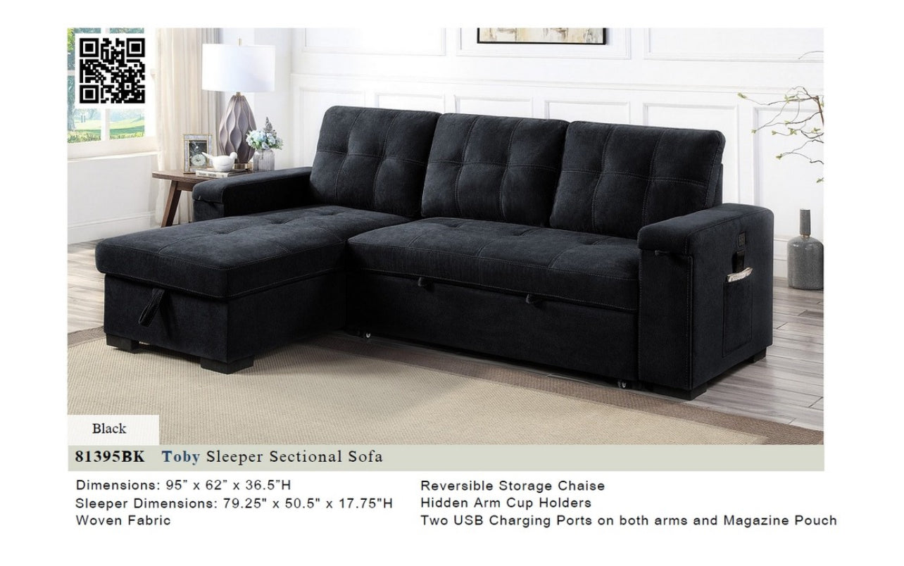 81395BK
Toby Black Sleeper Sectional (3pkg)