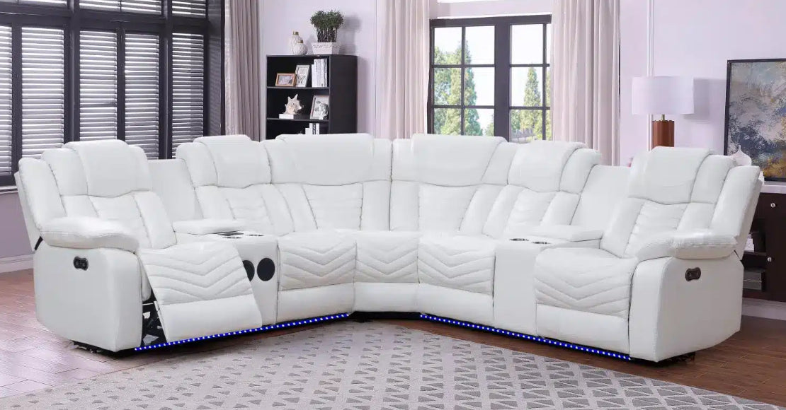 S482 WHITE Recliner Sectional