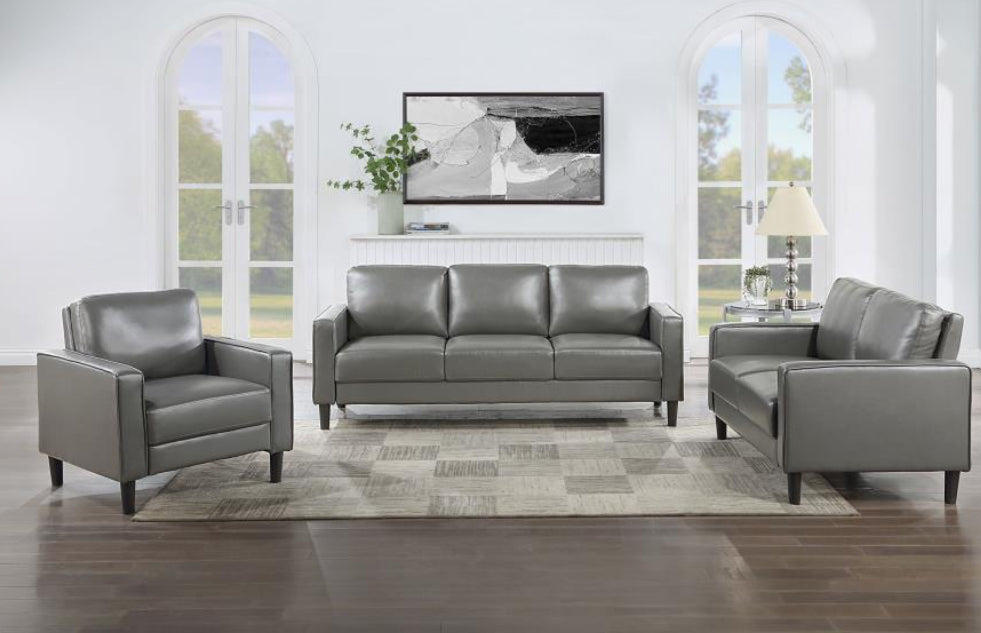 RUTH 3-PIECE UPHOLSTERED TRACK ARM SOFA SET GREY