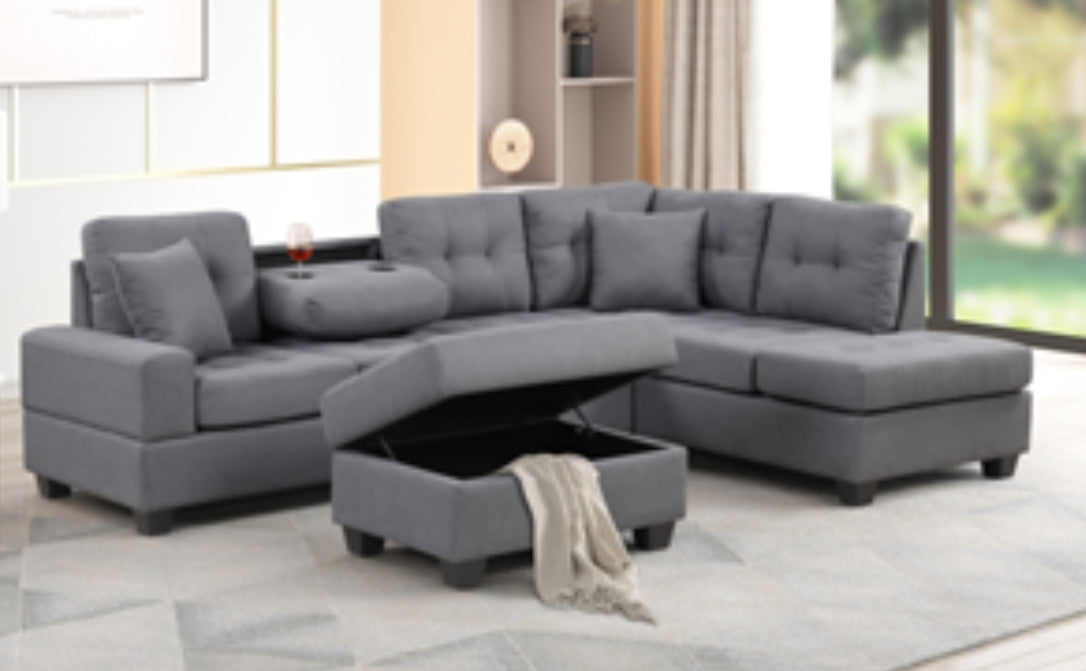 3pc Sectional Gray M8166