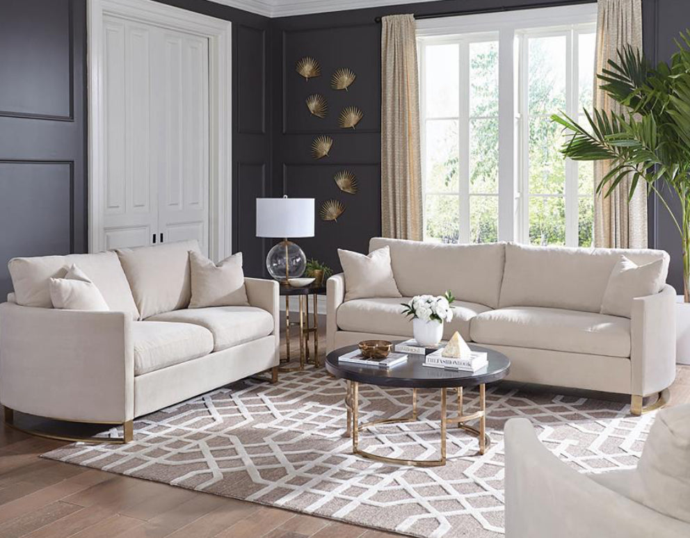 CORLISS 3-PIECE UPHOLSTERED ARCHED ARM SOFA SET BEIGE
