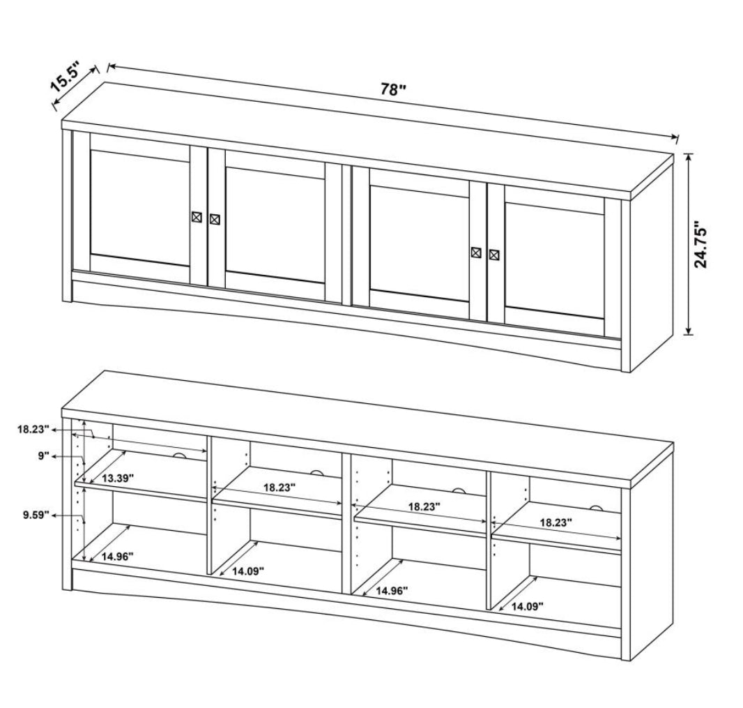 LAUGHLIN 4-DOOR 78-INCH TV STAND DARK PINE