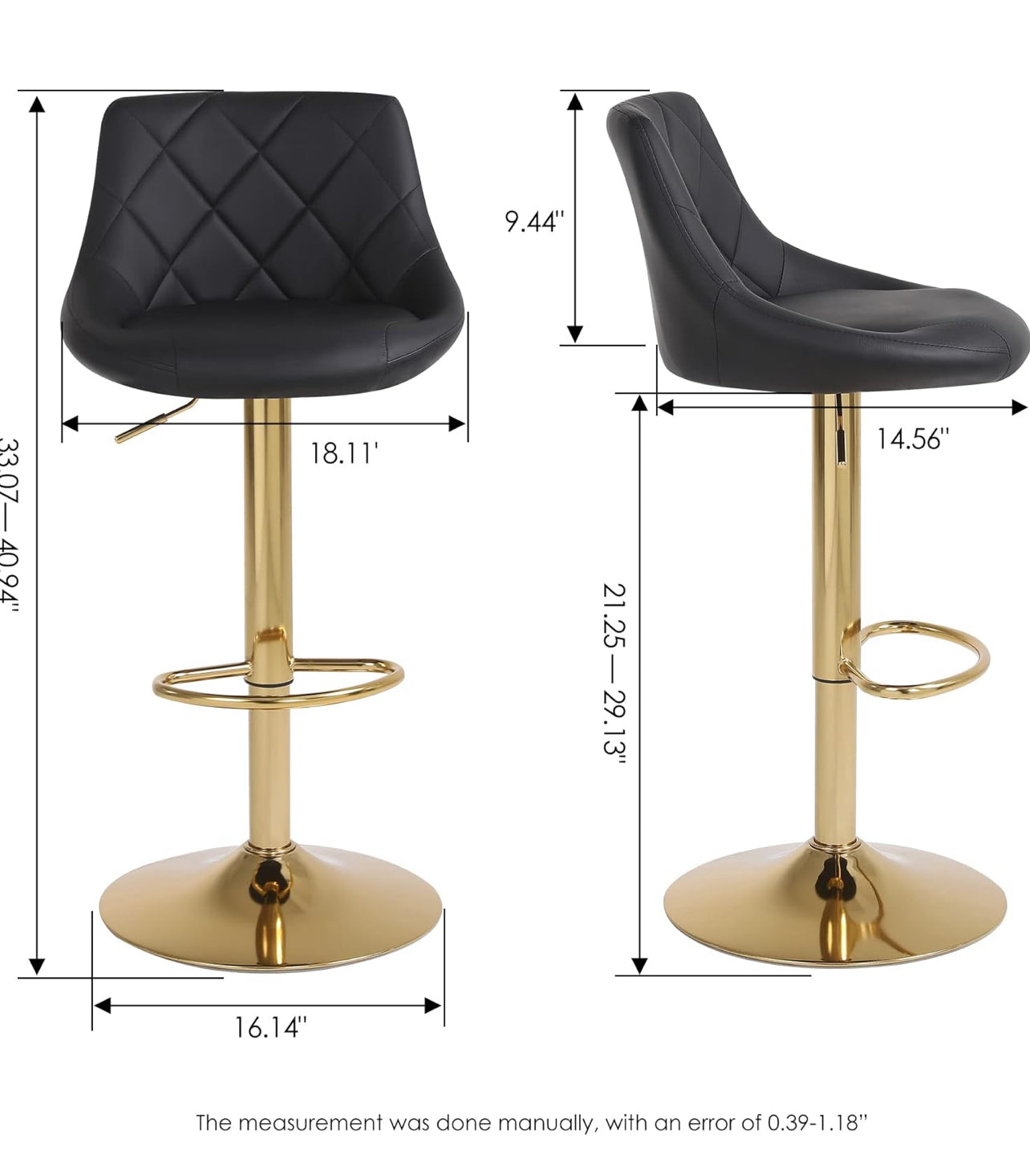 Black & Gold Diamond Barstool Set Of 2