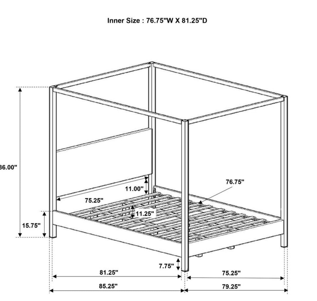 MONROE UPHOLSTERED EASTERN King/ Queen CANOPY BED VANILLA