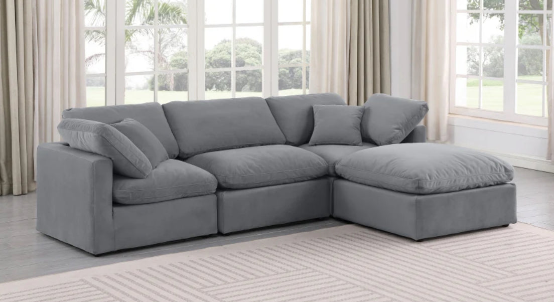 Cloud cozy 4 piece Comfort Modular Sectional Gray