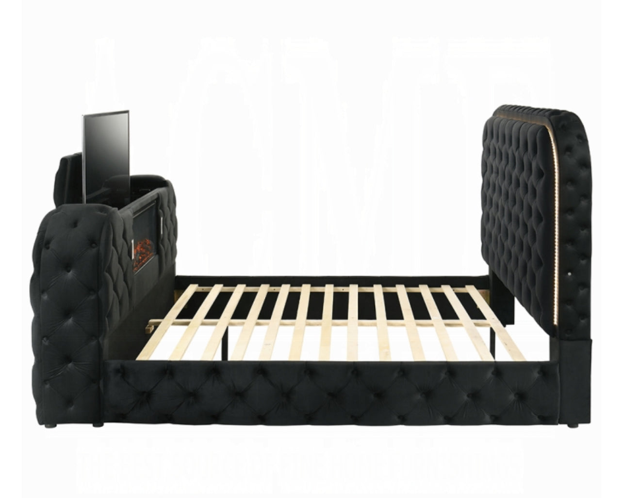 Kana Queen / King Bed w/LED, Fireplace & TV Stand