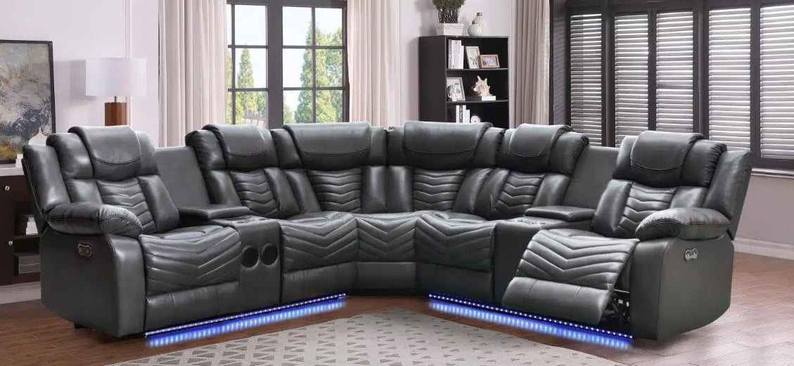 Gray 6850 Gray Sectional Recliner