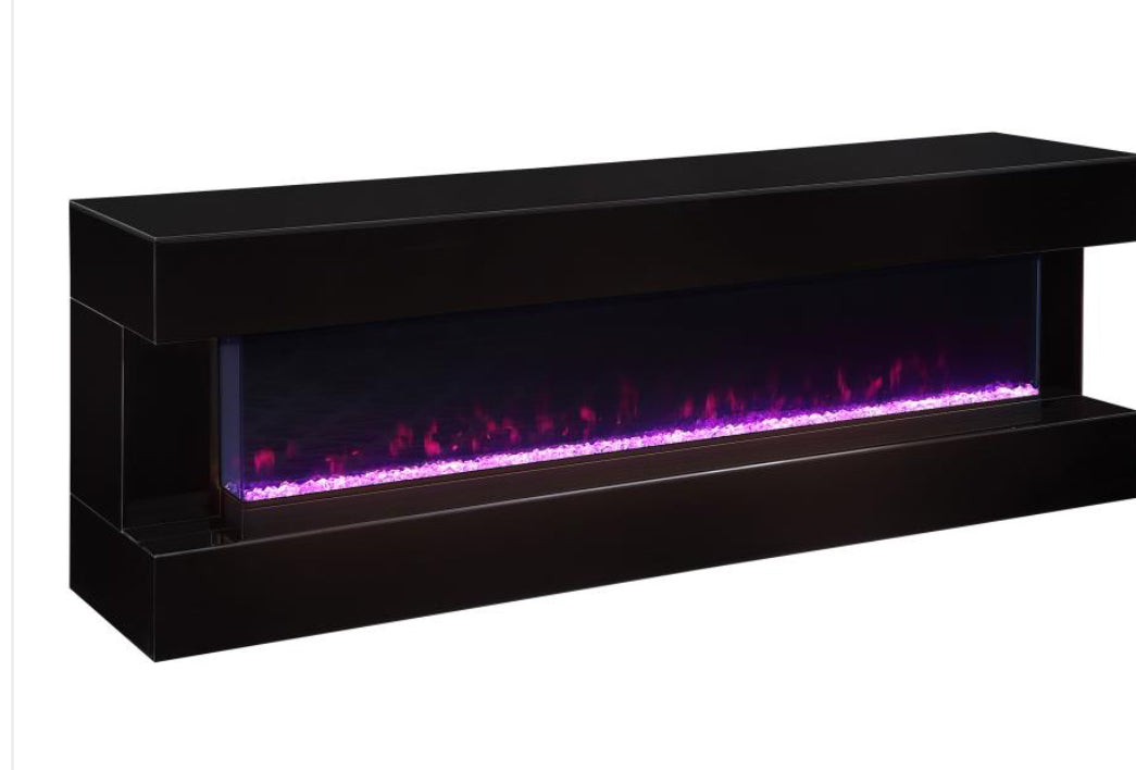 VALLERIE 71-INCH TV STAND WITH VISUAL FLAME BOX BLACK