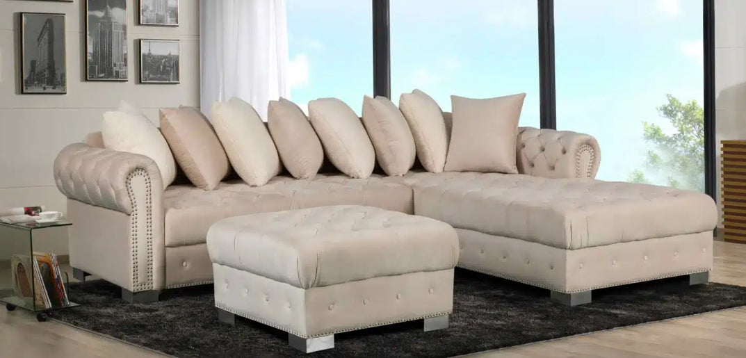 7500 CREAM Sectional & Ottoman